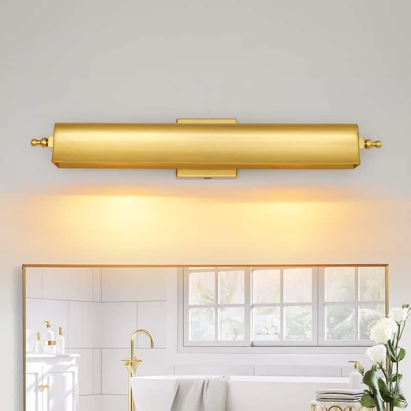 2-Light Black/Glod Modern Metal Wall Sconce with Sleek Cylindrical Design for Living Room & Bedroom