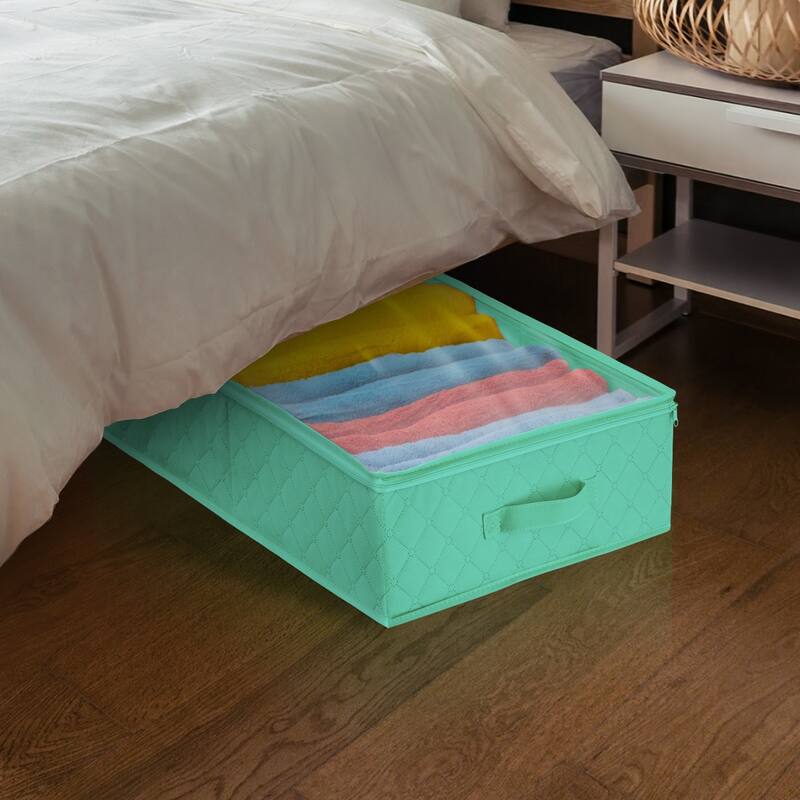 Storage Bags Closet & Underbed Organizer Set, Clear Cover, Foldable with Carry Handles (2-Pack)