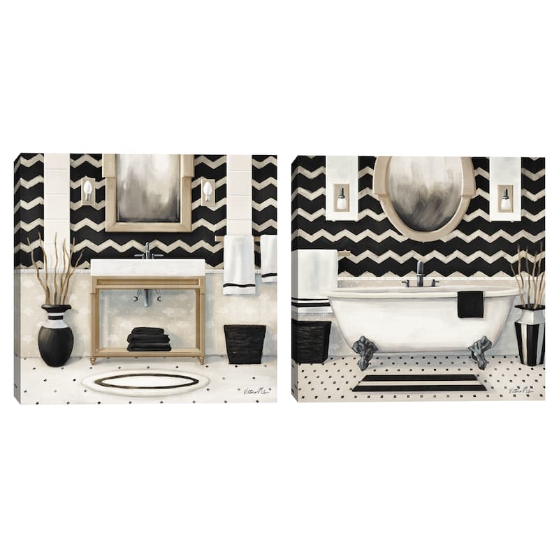 Black and Gold Bath I, Black and Gold Bath II by Vittorio Milan Canvas Art Prints