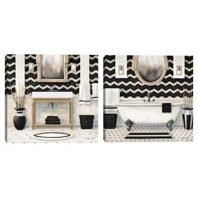 Black and Gold Bath I, Black and Gold Bath II by Vittorio Milan Canvas Art Prints