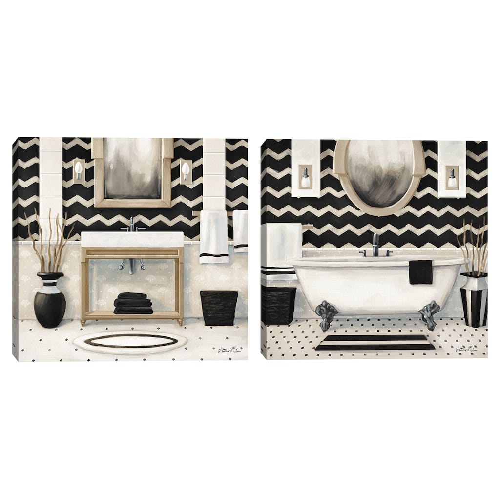 Black and Gold Bath I, Black and Gold Bath II by Vittorio Milan Canvas Art Prints