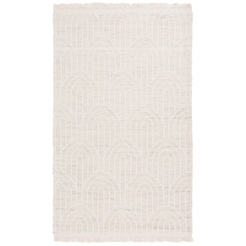 SAFAVIEH Handmade Kilim Irina Geometric Tassel Wool Rug - 3' x 5' - Light Grey/Ivory