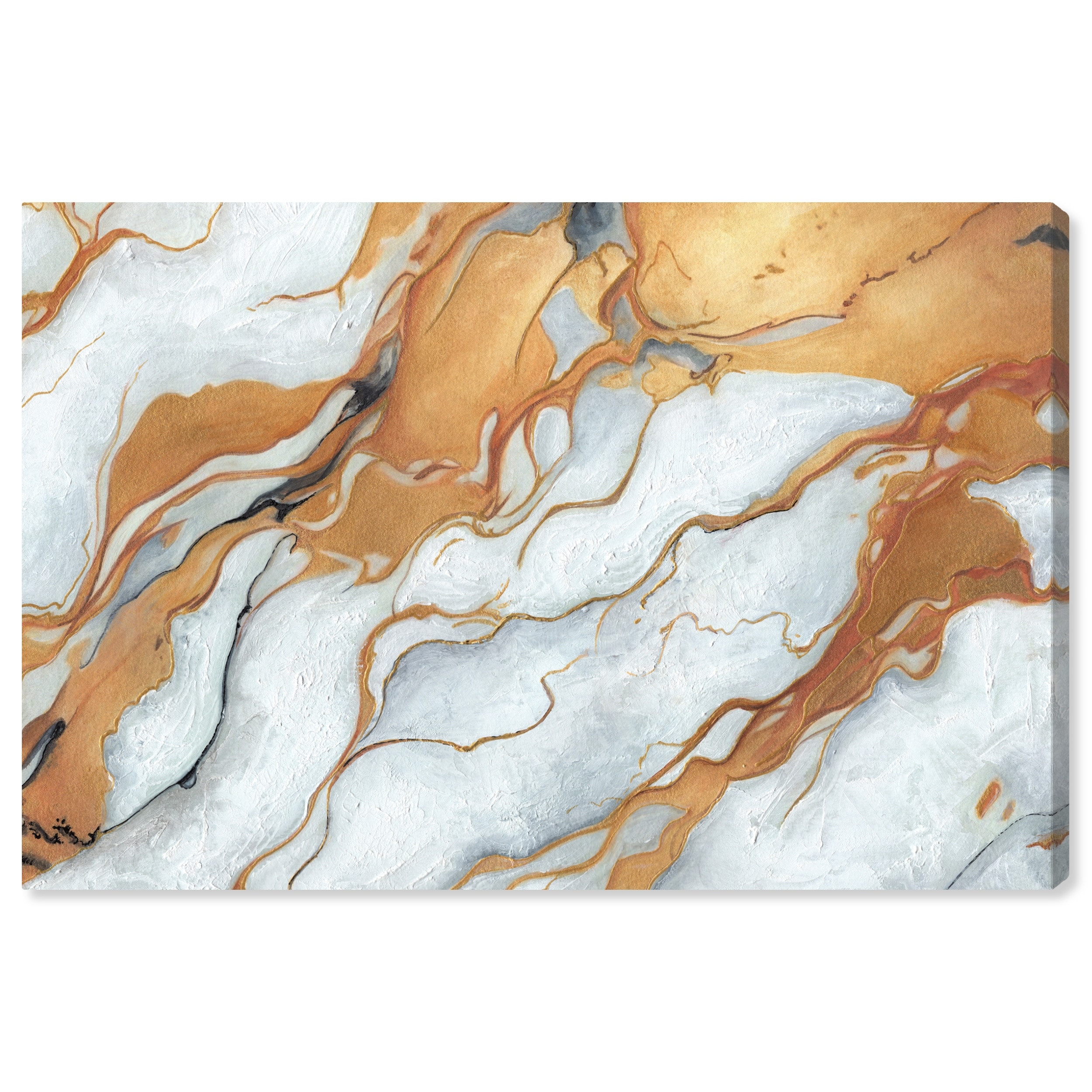 Gold Marble Boho Neutral Abstract Canvas Wall Art by Art Remedy, Gallery Wrapped