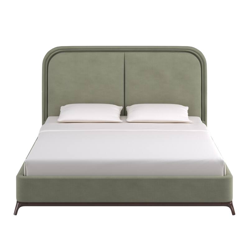 Tremont Curved LED Upholstered Platform Bed with Under-Bed Lighting by iNSPIRE Q Modern