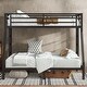 preview thumbnail 1 of 7, Sturdy Metal Twin Over Full Bunk Bed with Underbed Storage, Double Ladder and Safety Guardrails, Noise Free Bed Frame Black - Full