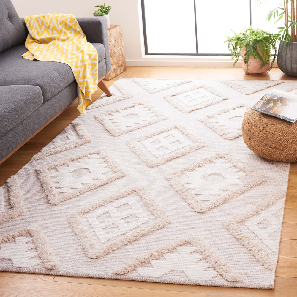 SAFAVIEH Handmade Natura Aladina Rustic Diamond Trellis Wool Rug