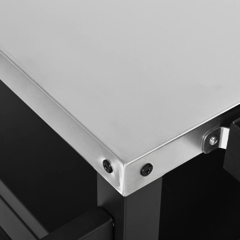 33.9 Inch Outdoor Grill Cart with Stainless Steel Top and Storage Cabinet