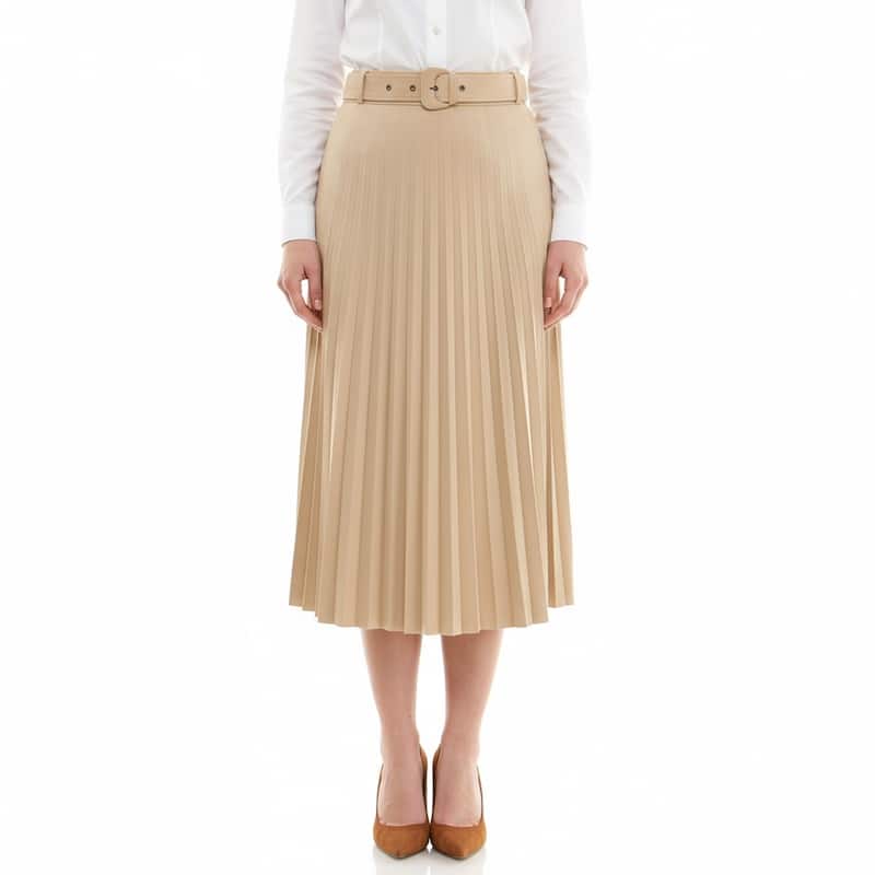 Nicole Miller Faux Suede Pleated Midi Skirt - 8