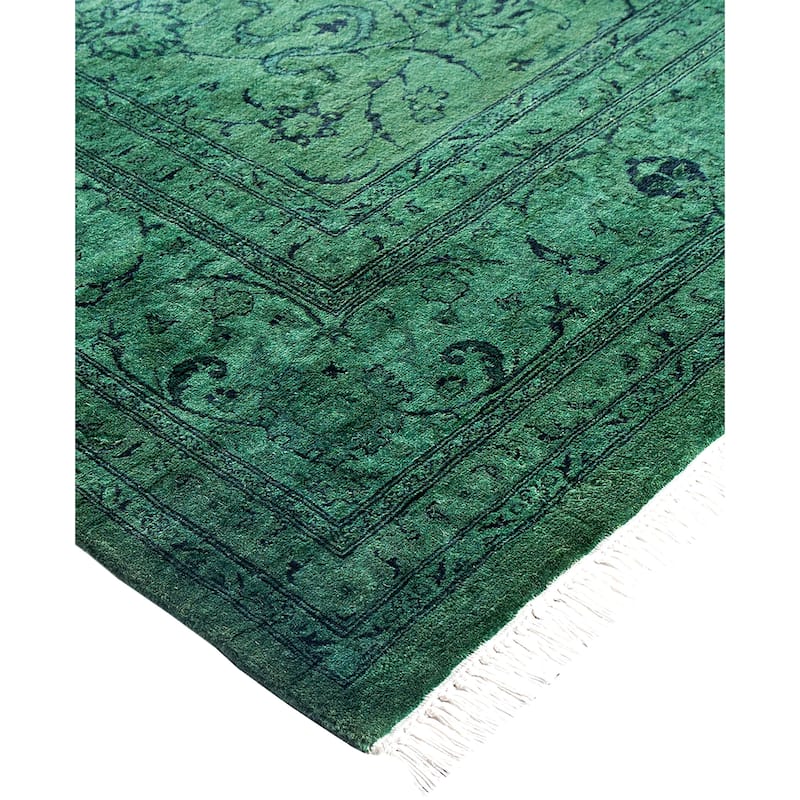 Overdyed One-of-a-Kind Hand-Knotted Area Rug - Green - 6' 2" x 9' 1"