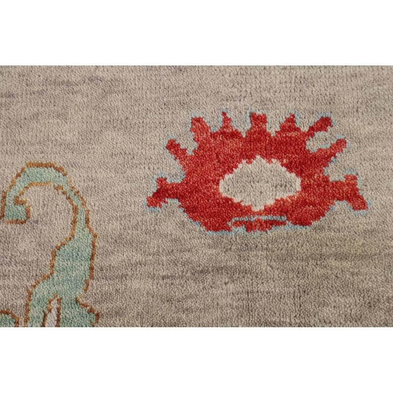 All-Over Floral Oushak Oriental Area Rug Hand-Knotted Wool Carpet - 8'8" X 11'7"