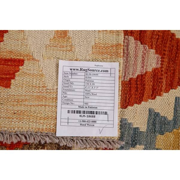 Handwoven Geometric Kilim Rug Reversible South Western Wool Carpet 3
