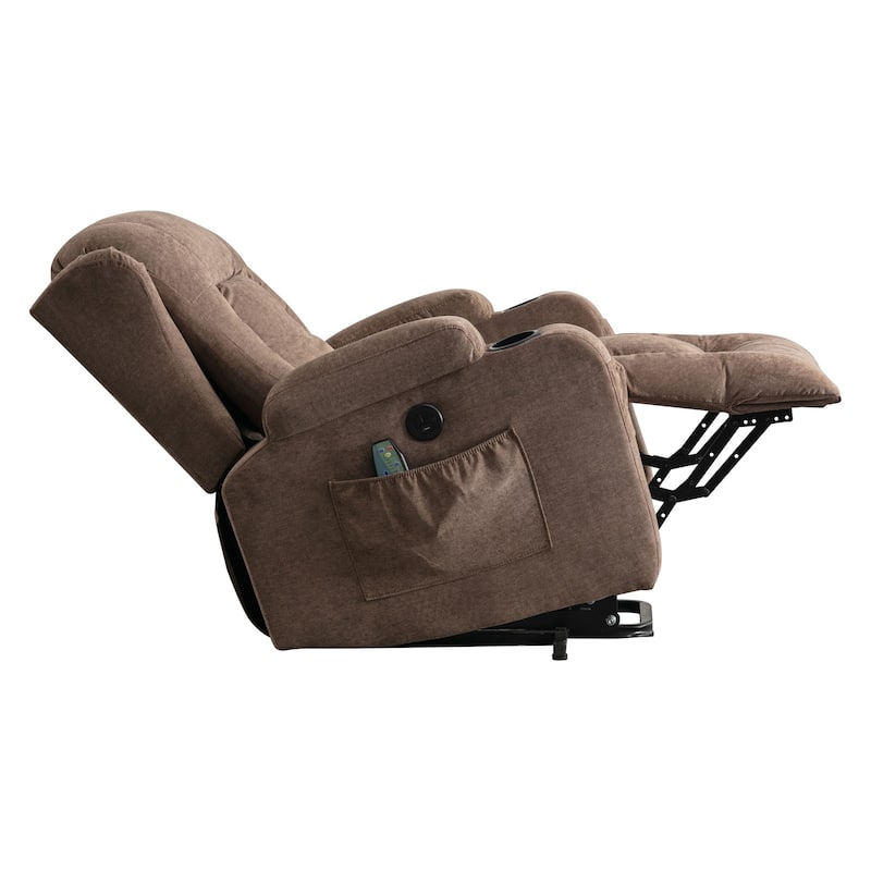 Power Lift Recliner Chair with Vibration Massage, Heating, USB Port, and Side Storage Pockets