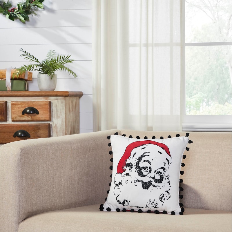 Annie Red Check Vintage Santa Pillow 12x12