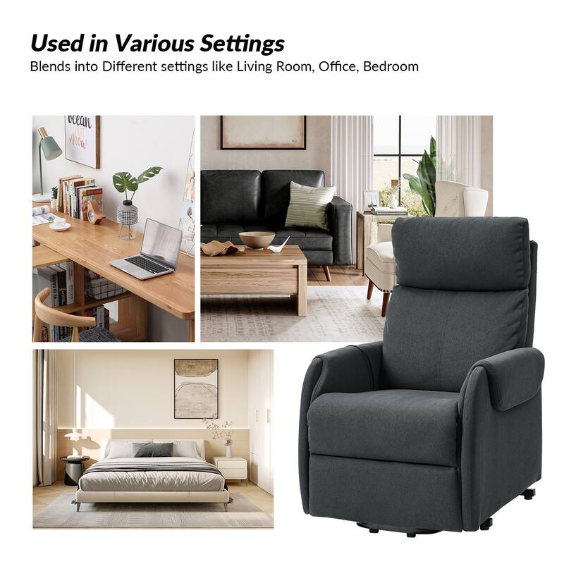 Irene Modern Lift Assist Power Recliner with Wired Controller and Side Pocket by HULALA HOME