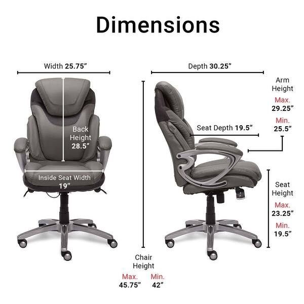 Serta Light Grey Bonded Leather Executive Office Chair Overstock 9116644
