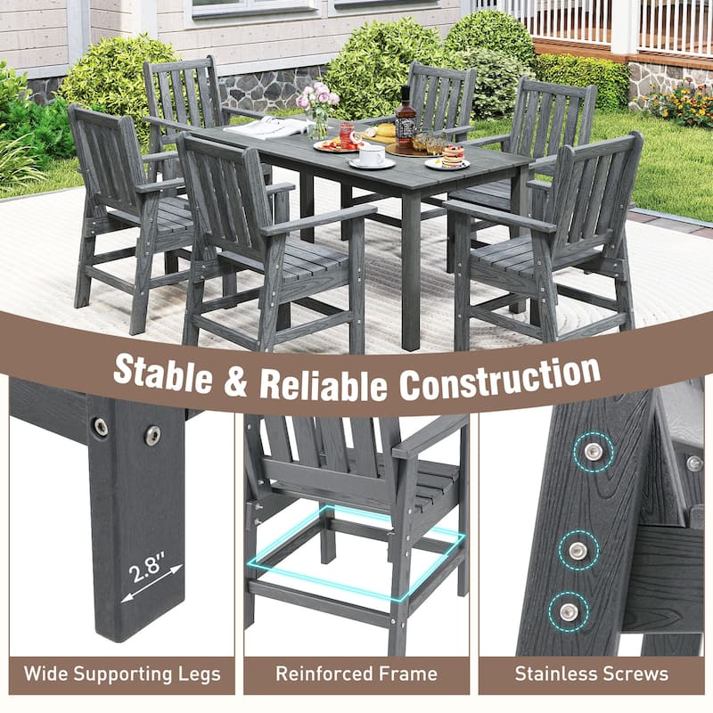 Gymax Patio Dining Chairs Set of 2 w/Wide Armrests Curved Seat Wood