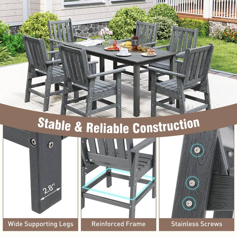 Gymax Patio Dining Chairs Set of 4 w/Wide Armrests Curved Seat Wood