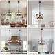 preview thumbnail 25 of 24, Chichoice 16" Drum 5 - Light Farmhouse Wood Chandelier, Height Adjustable Pendant Light for Kitchen Island