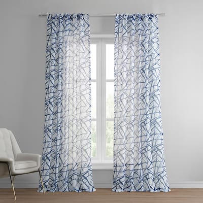 Exclusive Fabrics Matrix Printed Faux Linen Sheer Curtain (1 Panel)