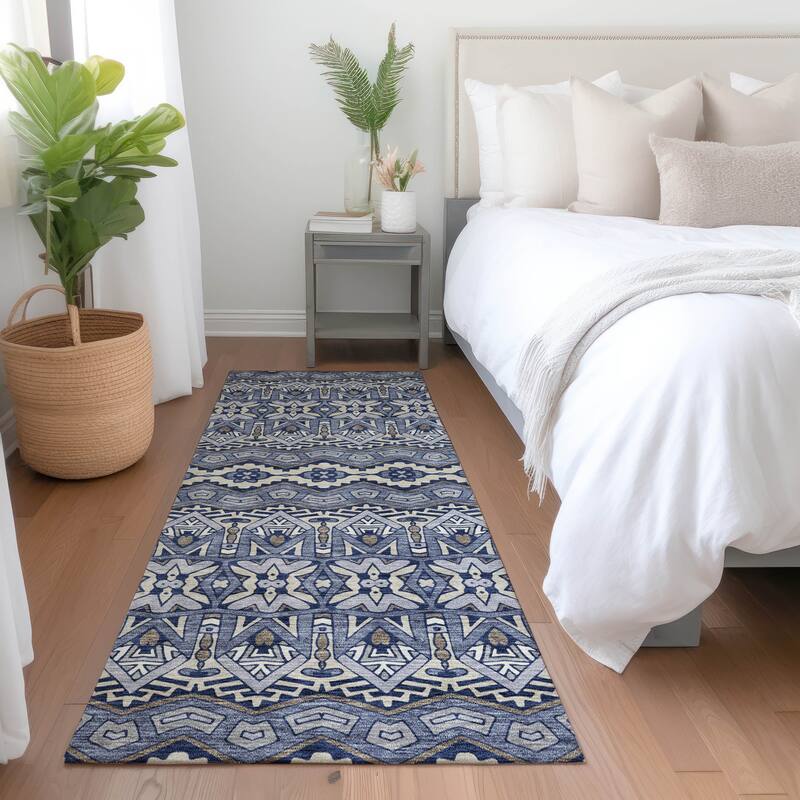 Premium Washable Super Soft Moroccan Global Mayfield Rug - Denim - 2'3" x 7'6"