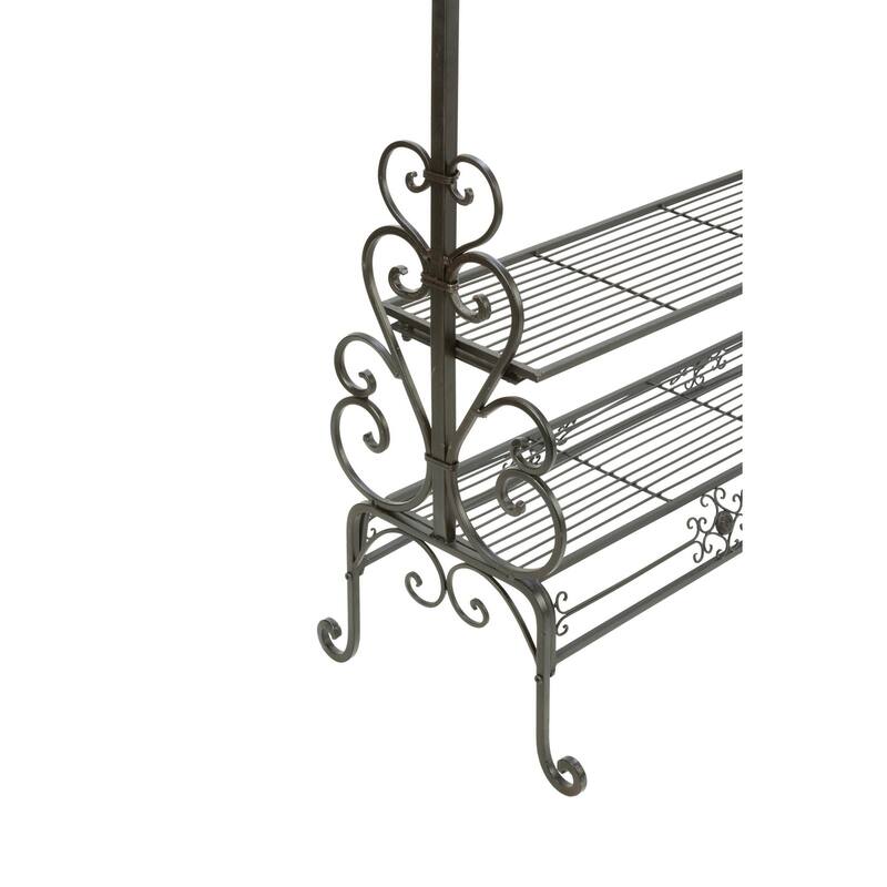 Dark Brown Metal Garment Floor Rack