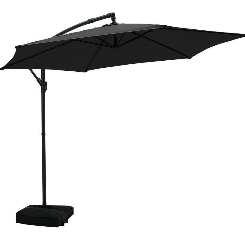 Autlaycil 10ft Offset Hanging Market Patio Umbrella with Base - Black