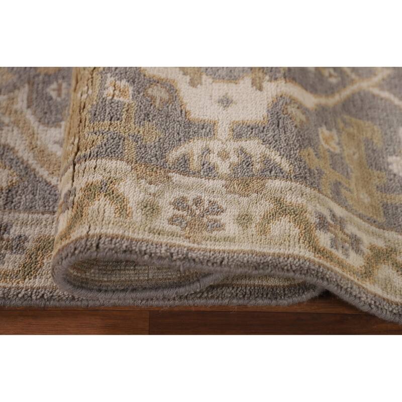 Gray Oushak Indian Runner Rug Handmade Wool Carpet - 2'7"x 11'7"