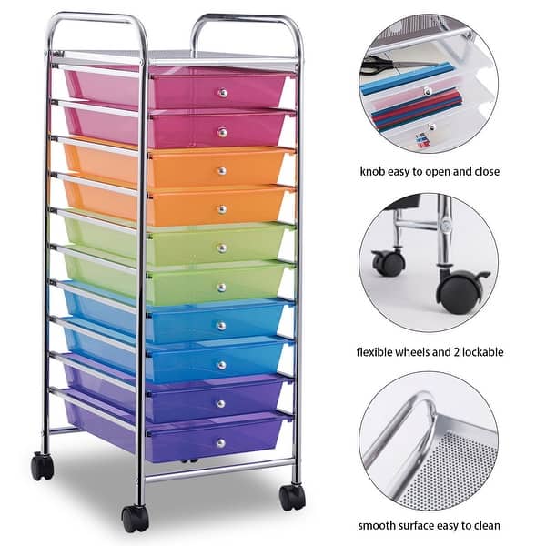 Shop Costway 10 Drawer Rolling Storage Cart Scrapbook Paper Office