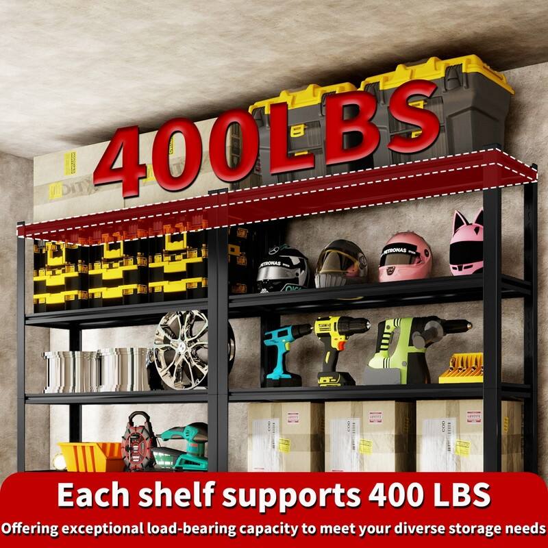 5-Tier Adjustable Heavy Duty Metal Storage Shelves, Black, 72/78"H