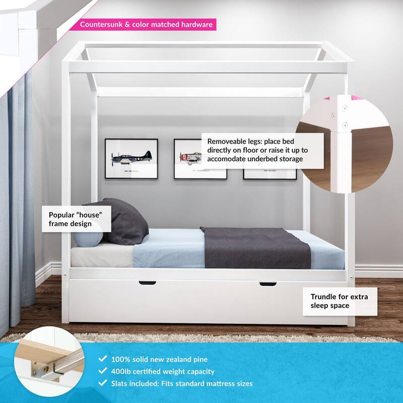 Max and Lily Twin House Bed with Trundle