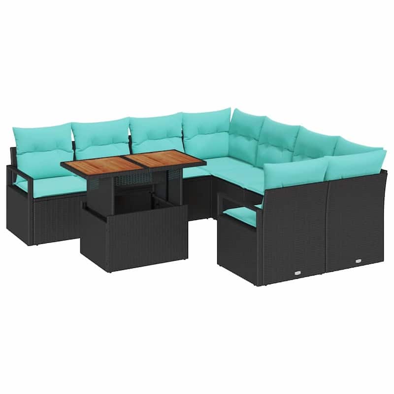 vidaXL 9 Piece Garden Sofa Set with Cushions - 91.3×92.1×27.2