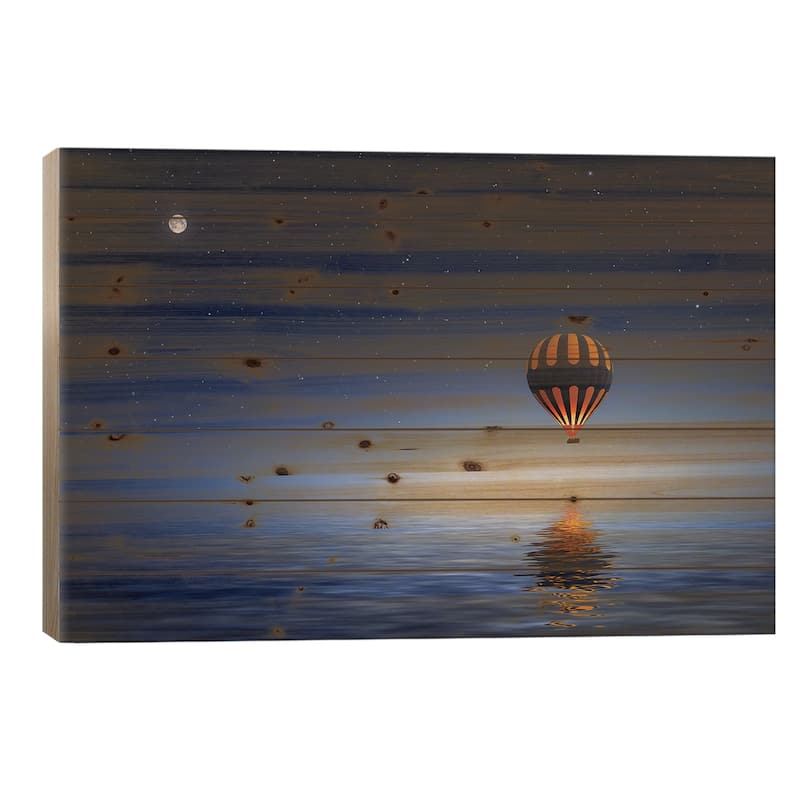 Air Balloon Print On Wood by Bess Hamiti - Multi-Color - 18x26x1.5