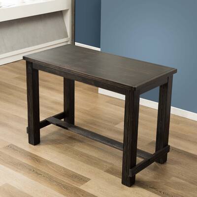 84 Inches Rectangular Dining Table with Leaf Extension, Antique Black