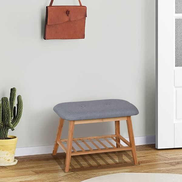 Entryway Shoe Rack Living Room Bamboo Storage Bench On Sale