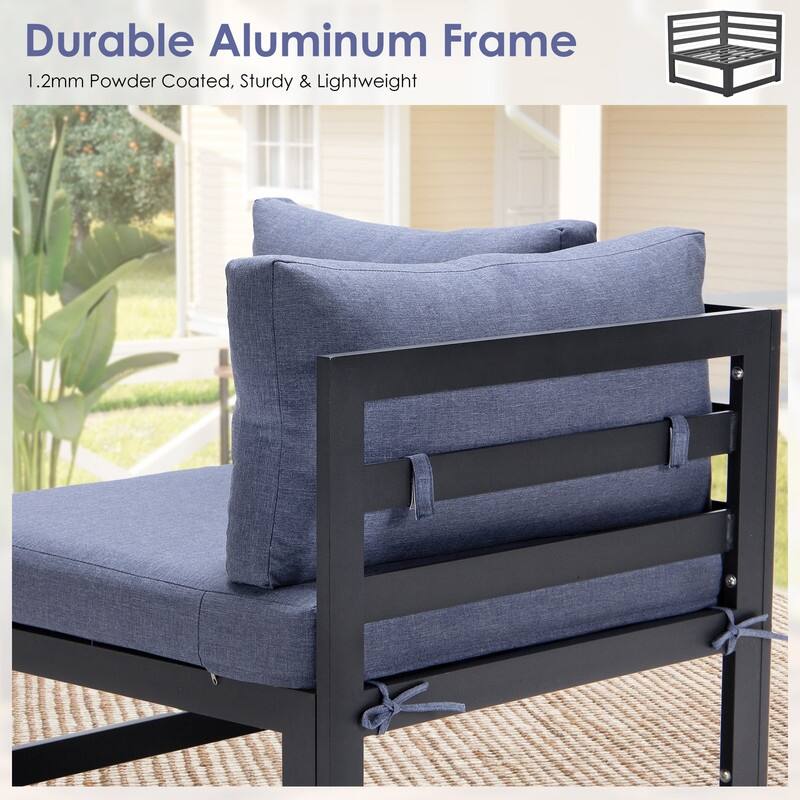 FINCATI Aluminum Outdoor Patio Furniture Conversation Sectional Sofa Set