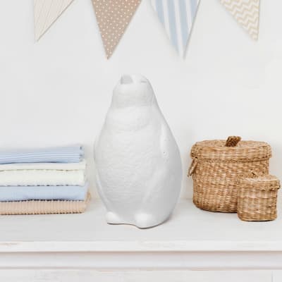 10.23" White Ceramic Penguin Table Lamp with Soft Glow for Bedroom and Living Room Decor - 6.29”L x 6.29”W x 10.23”H