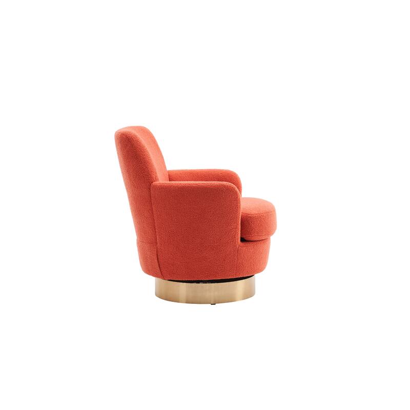 Teddy Fabric Swivel Barrel Chair with 360° Gold Base & Ergonomic Design