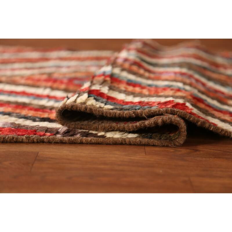 Chevron Style Multi-Color Moroccan Runner Rug Handmade Wool Carpet - 3'0" x 9'7"