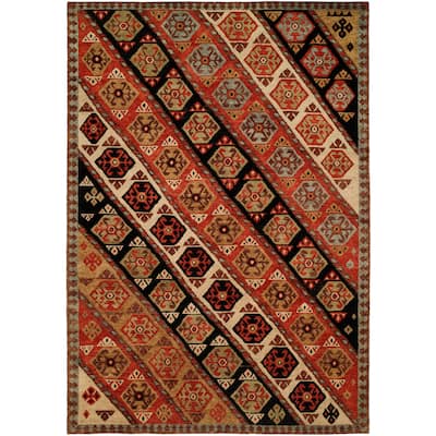 Traditional Multi-Colored Hand-Knotted Wool Area Rug