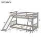 preview thumbnail 6 of 23, Twin over Twin Low Bunk Bed with Convertible Slide and Reversible Ladder, Grey - Space-Saving and Sturdy Wood Frame