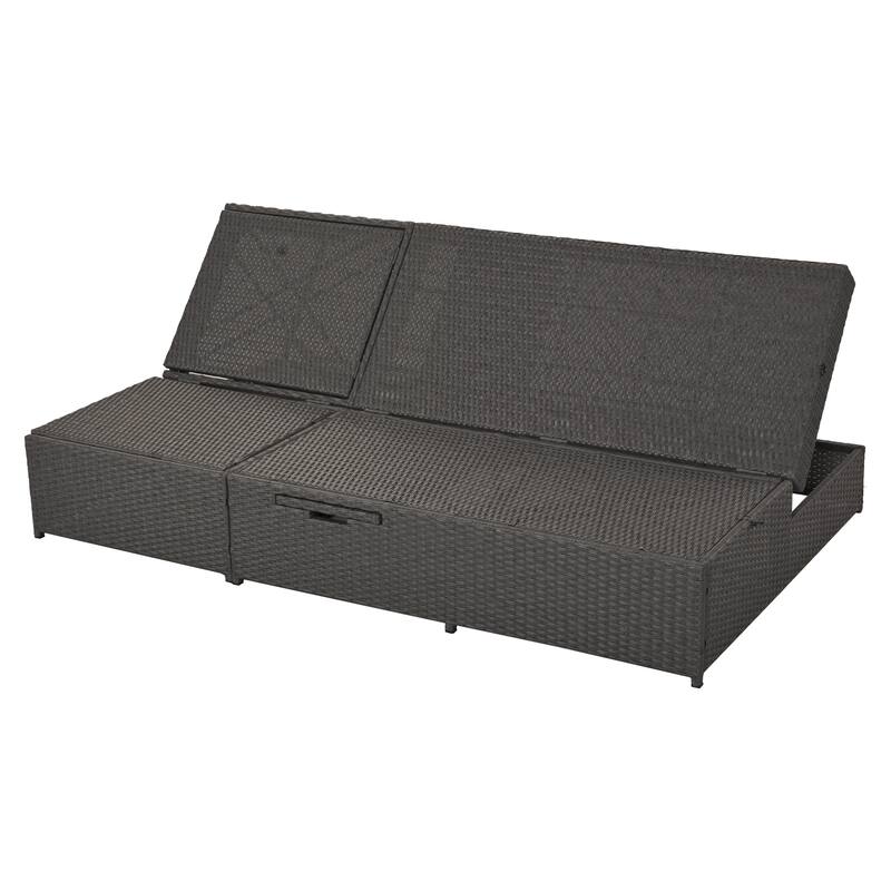 Outdoor Patio Rattan Double Daybed Sunbed with Adjustable Backrest and Seat