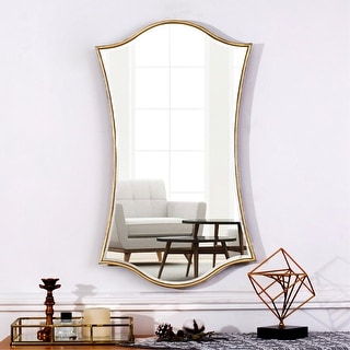 Asymmetrical Antique Mirror Wood Framed Wall Mirror - 18.15