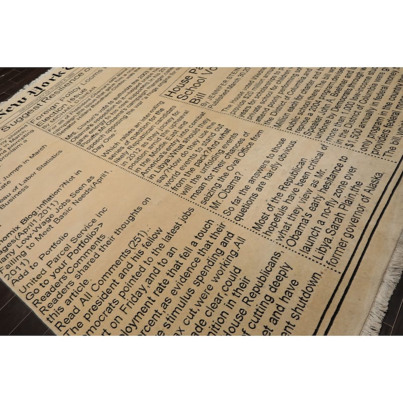 8x10'1'' Hand Knotted 250 KPSI Tibetan Ivory Wool Area Rug - 8' x 10' 1''