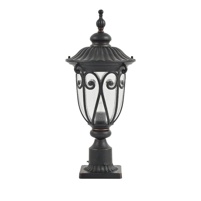 Outdoor Waterproof Aluminum Post Lantern with Bubble Glass (No Bulb)