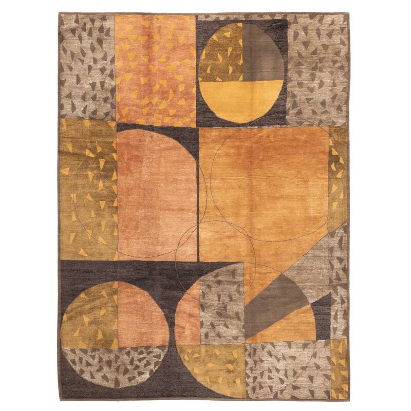 ECARPETGALLERY Hand-knotted Opulence Light Brown Silk, Wool Rug - 9'1 x 11'8