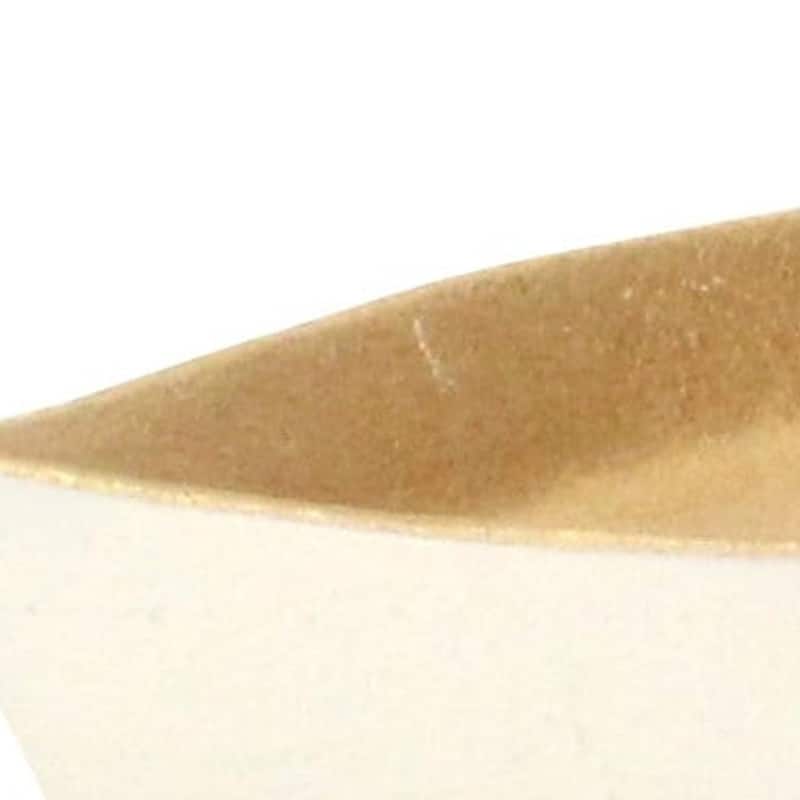 HomeRoots 10" Gold And Off White Cast Iron Oval Boat Shaped Tray - 9.75 in. x 1.25 in. x 4.25 in.