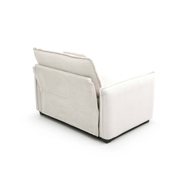 Roomfitters 2-Piece Beige Corduroy Sofa Set, Deep Seated Modular Chairs with Memory Foam & Pillows