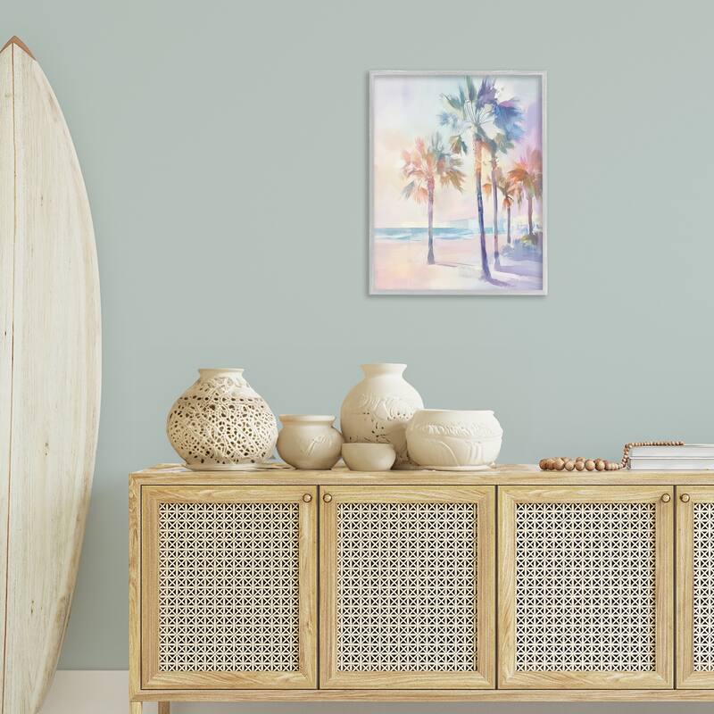 Stupell Pastel Warm Palm Trees Framed Giclee Art Design By Arlington Prints