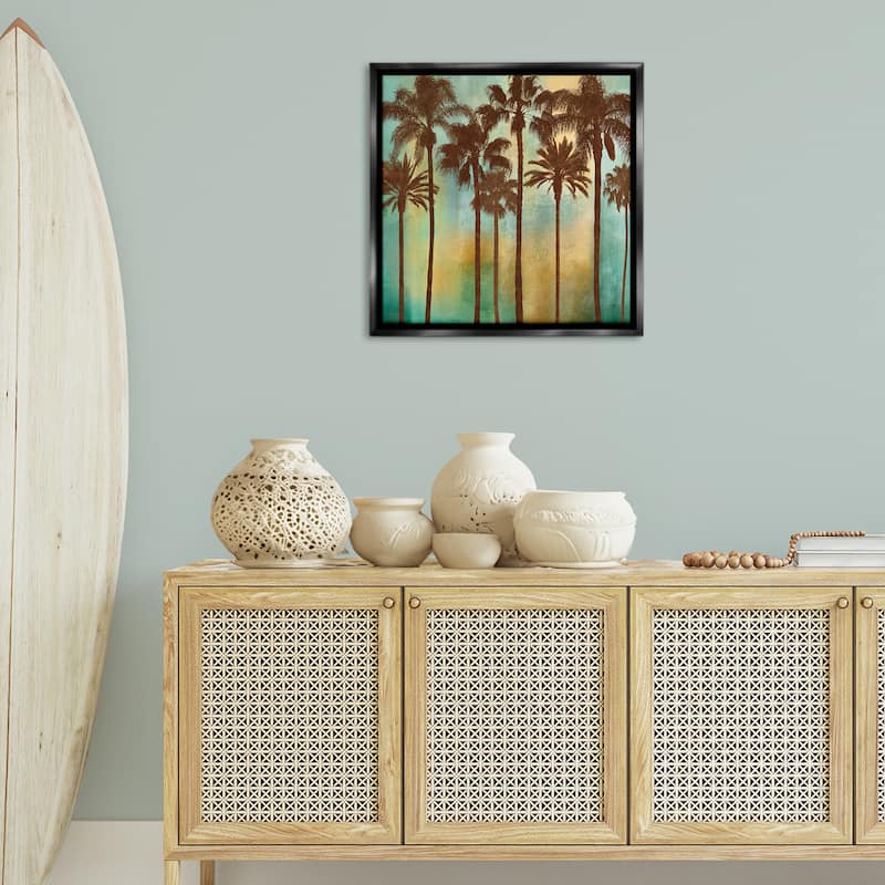 Stupell Looming Palms on Gradient Framed Floater Canvas Wall Art Design By John Seba