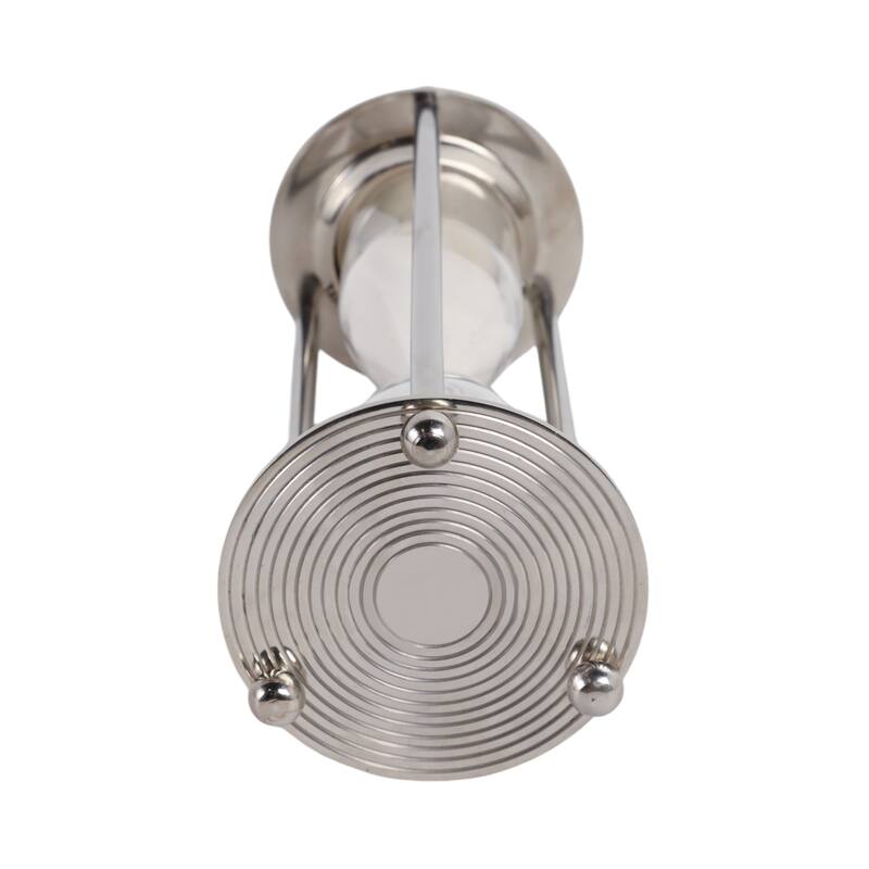 Metal Glass Decorarive Hourglass Object Metallic Finish - 11" Silver - 4" x 4" x 11"